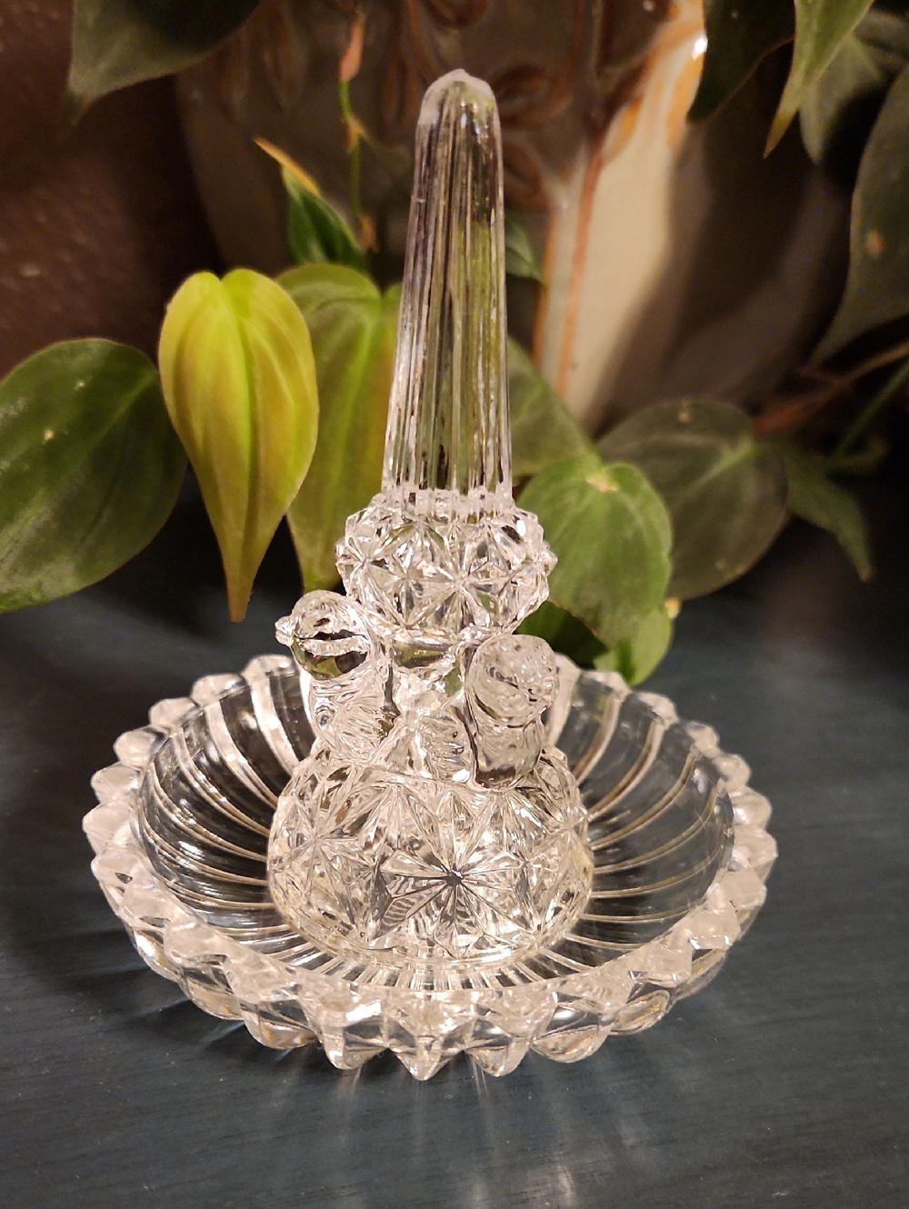 Hofbauer Byrdes Crystal Ring Holder Tower Trinket Dish EUC